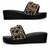 Black studded faux leather wedge sandals for women