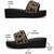 Black studded faux leather wedge sandals for women