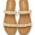 Tan pearl embroidered faux leather platform flats for women