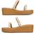 Tan pearl embroidered faux leather platform flats for women