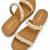 Tan pearl embroidered faux leather platform flats for women