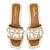 Tan shell embellished faux leather raffia block heel sandals for women