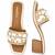 Tan shell embellished faux leather raffia block heel sandals for women