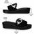 Black beaded faux leather platform slides for women