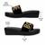 Black beaded faux leather platform flats for women