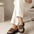 Black beaded faux leather platform flats for women