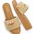 Tan pearl embellished faux leather platform heels for women