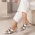 White geometric embellished faux leather flared heel sandals for women
