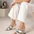 White geometric embellished faux leather flared heel sandals for women
