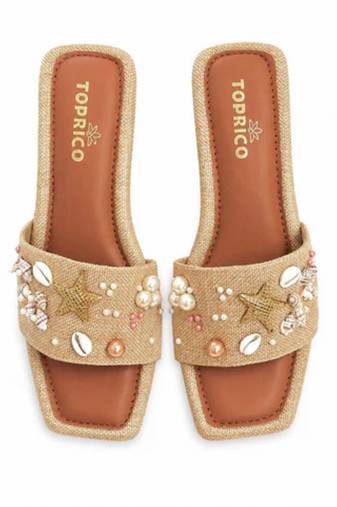 Tan shell embellished faux leather jute block heels for women