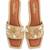 Tan shell embellished faux leather jute block heels for women