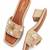 Tan shell embellished faux leather jute block heels for women