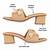 Tan shell embellished faux leather jute block heels for women