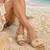 Tan shell embellished faux leather jute block heels for women