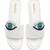 White beaded faux leather platform slides for women