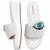 White beaded faux leather platform slides for women