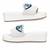 White beaded faux leather platform slides for women