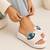 White beaded faux leather platform slides for women