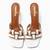 White woven artificial leather flared block heel sandals for women