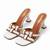 White woven artificial leather flared block heel sandals for women