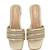 Gold embellished artificial leather block heel sandals for women