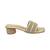Gold embellished artificial leather block heel sandals for women