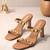 Nude studded artificial leather square toe block heel sandals for women