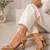 Nude studded artificial leather square toe block heel sandals for women