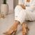 Nude studded artificial leather square toe block heel sandals for women