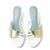 White leaf embellished artificial leather block heel sandals for women