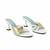 White leaf embellished artificial leather block heel sandals for women