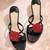Black floral embellished artificial leather kitten heel sandals for women