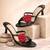 Black floral embellished artificial leather kitten heel sandals for women