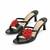 Black floral embellished artificial leather kitten heel sandals for women