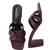 Black knotted artificial leather block heel sandals for women