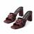 Black knotted artificial leather block heel sandals for women