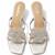 Silver crystal embellished artificial leather butterfly block heels for women