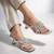 Silver crystal embellished artificial leather butterfly block heels for women