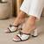 White bow embellished artificial leather block heel sandals for women