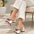White bow embellished artificial leather block heel sandals for women