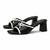 Black bow embellished artificial leather block heel sandals for women