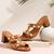 Tan studded artificial leather block heels for women