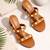 Tan studded artificial leather block heels for women
