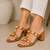 Tan studded artificial leather block heels for women