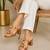 Tan studded artificial leather block heels for women