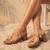 Tan studded artificial leather block heels for women