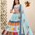 Sky Blue Muslin Cotton Navratri Chaniya Choli with Mirror Work & Dupatta