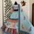 Sky Blue Muslin Cotton Navratri Chaniya Choli with Mirror Work & Dupatta