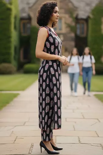 Women ethnic motifs printed regular pure cotton kurta with trousers & with dupatta