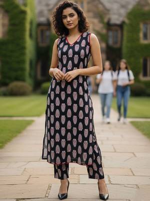 Women ethnic motifs printed regular pure cotton kurta with trousers & with dupatta 3